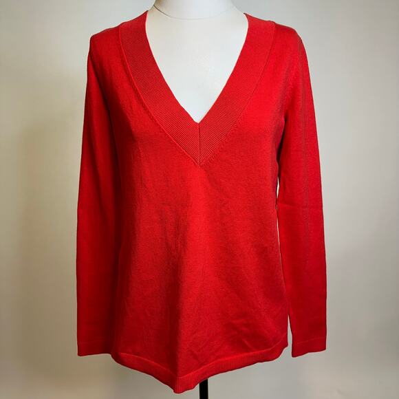 NWT Talbots Red V-Neck Cotton Rayon Nylon Front Poly Back Sweater Womens Size XS - Picture 1 of 10